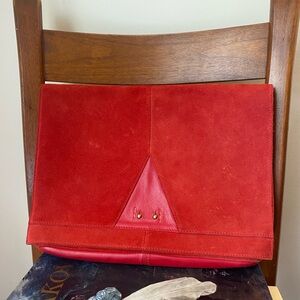 Red suede clutch